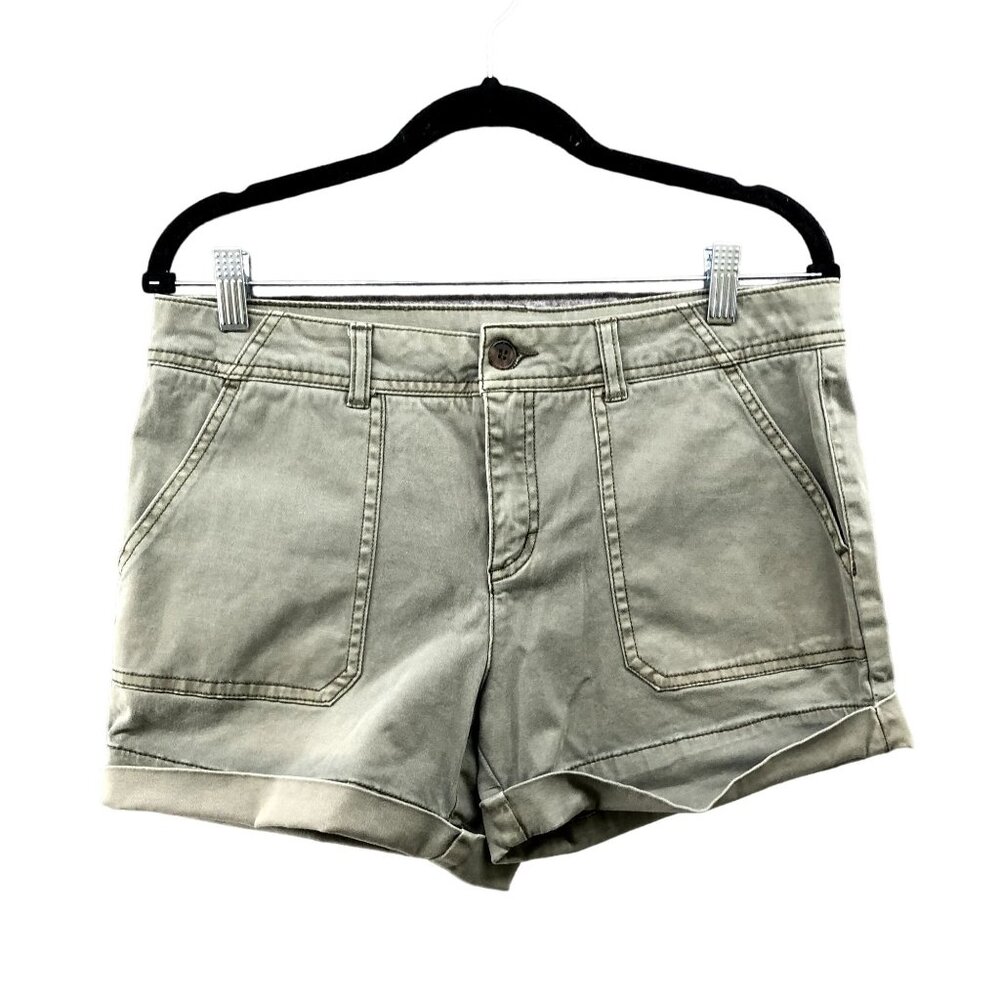 C&C California Chino Shorts Womens Size 8 Roll Cuff Army Green Mid Rise